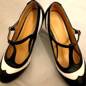 Chase + Chloe "Kimmy-51" T-Strap Two-Tone Wingtip Pump